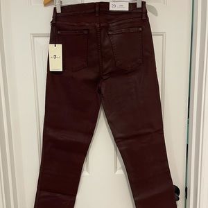 NWT 7FAM Edie high waist crop straight coated jean